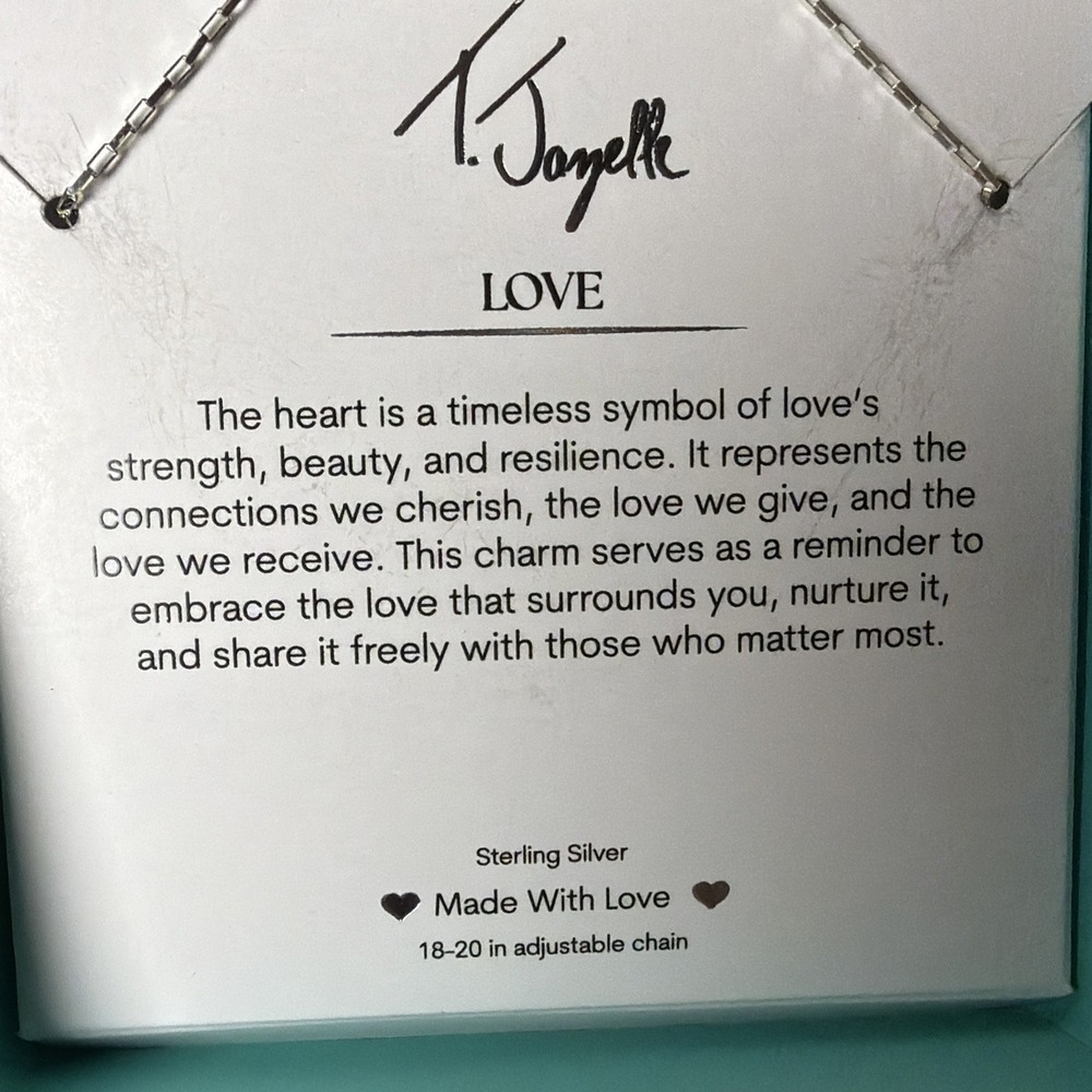 Sterling Silver T. Jazelle Solid Heart Pendant Necklace 18"-20" 925 New in Box - Picture 4 of 7